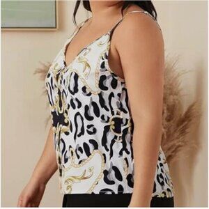 Women's Leopard Print Satin Top Size M